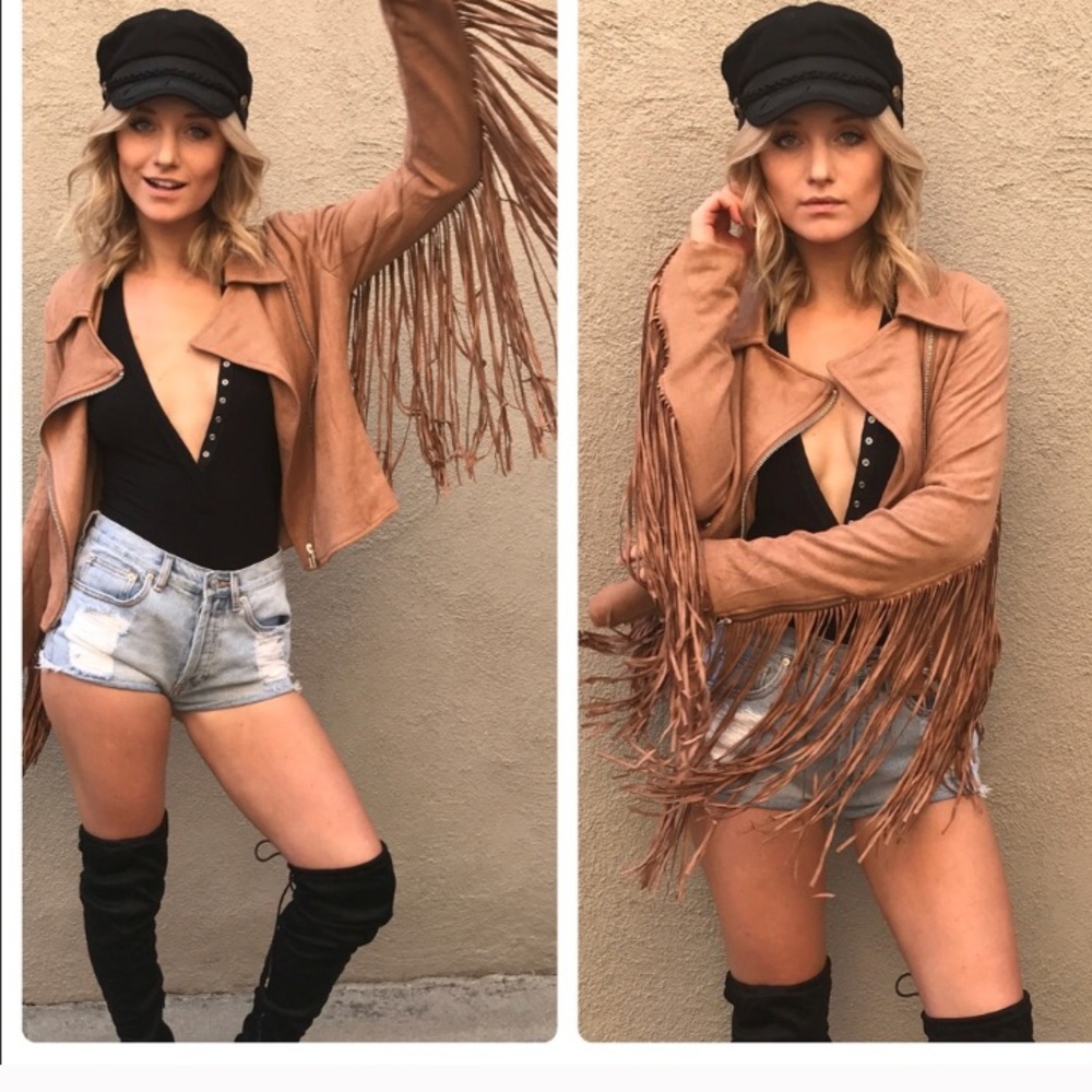 suede like fringe jacket New had no tags